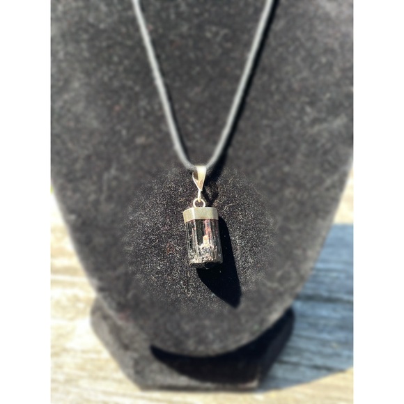 Black Tourmaline Terminated Pendant | Natural Crystal Necklace - Picture 3 of 3